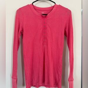Aerie Pink Ribbed Henley